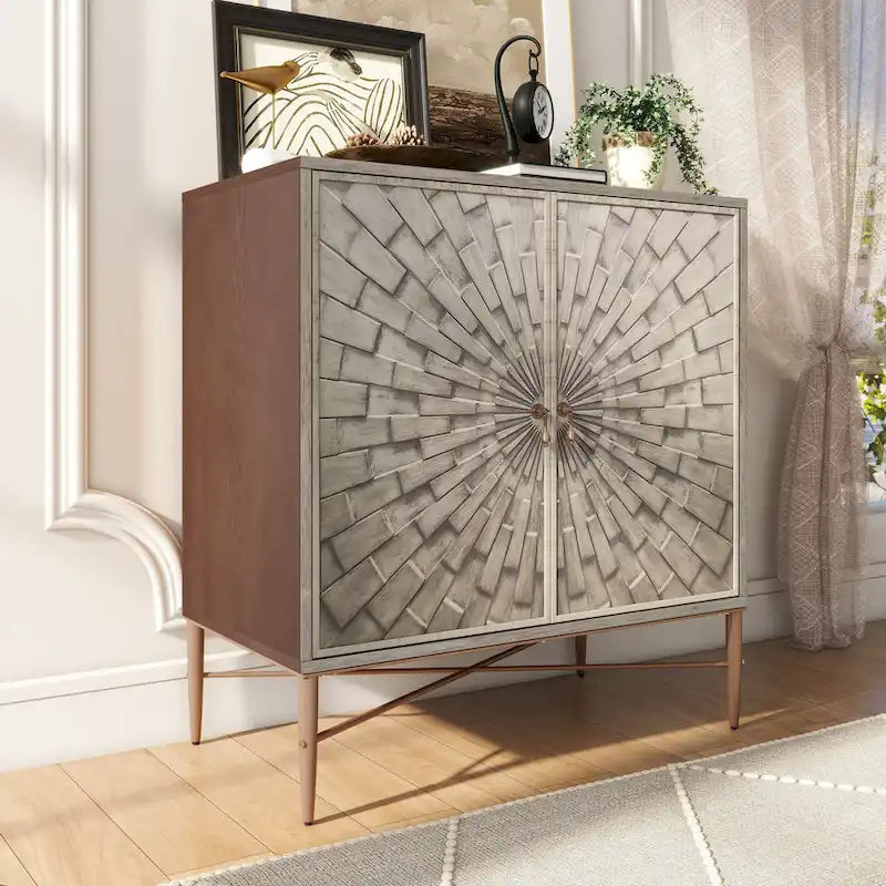 Buffet 2 portes en bois vintage avec rangement