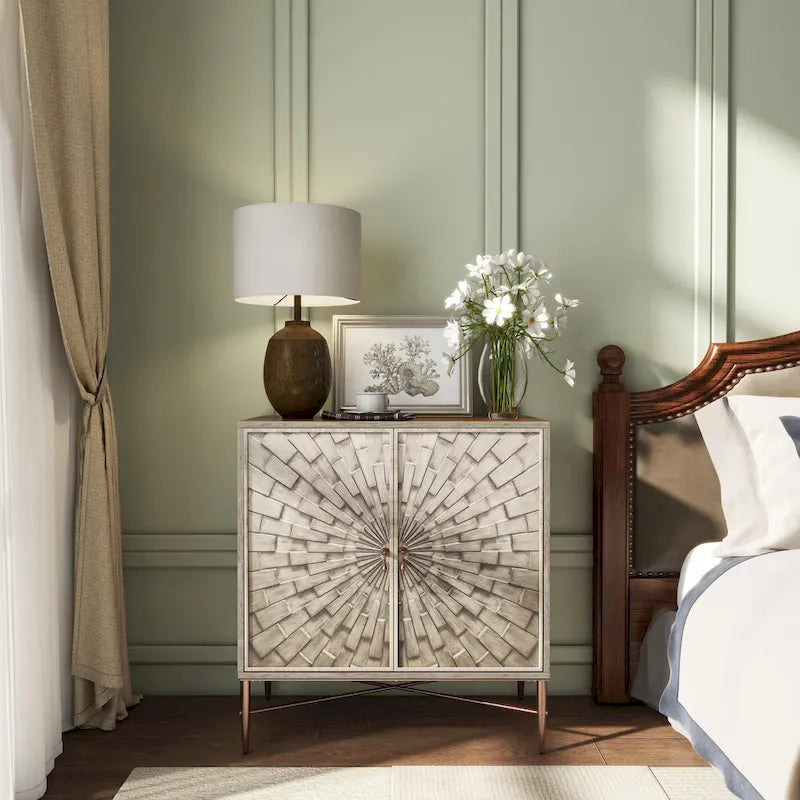Buffet 2 portes en bois vintage avec rangement