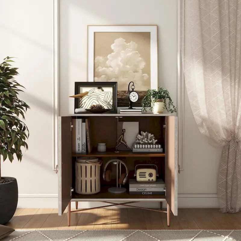 Buffet 2 portes en bois vintage avec rangement