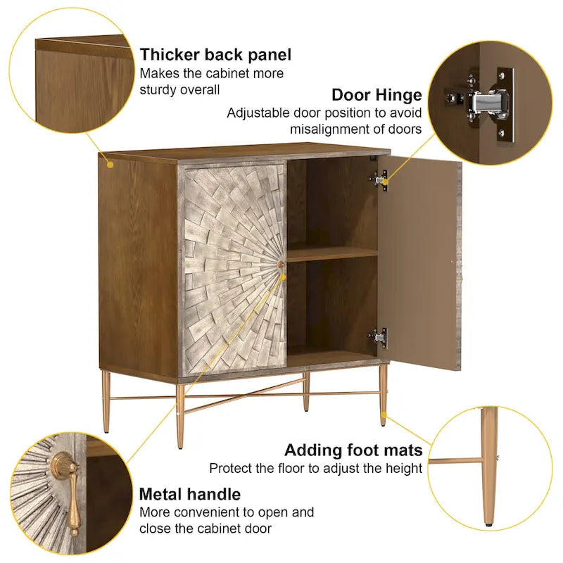 Buffet 2 portes en bois vintage avec rangement