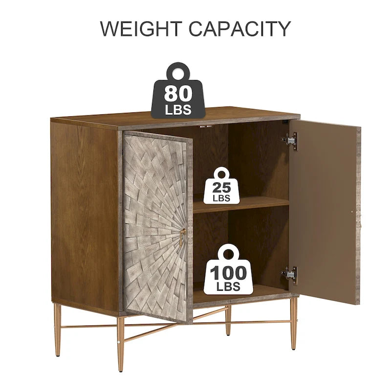 Buffet 2 portes en bois vintage avec rangement