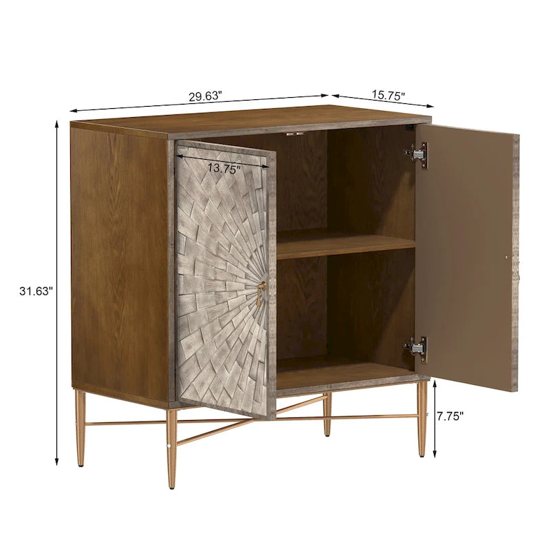 Buffet 2 portes en bois vintage avec rangement