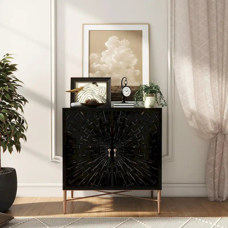 Buffet 2 portes en bois vintage avec rangement