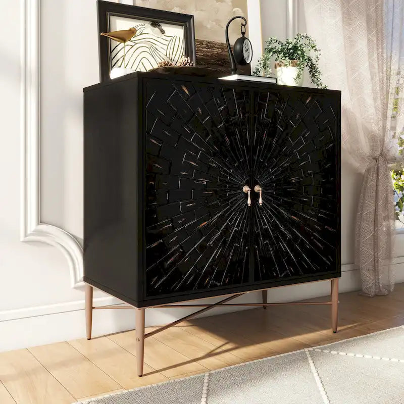 Buffet 2 portes en bois vintage avec rangement