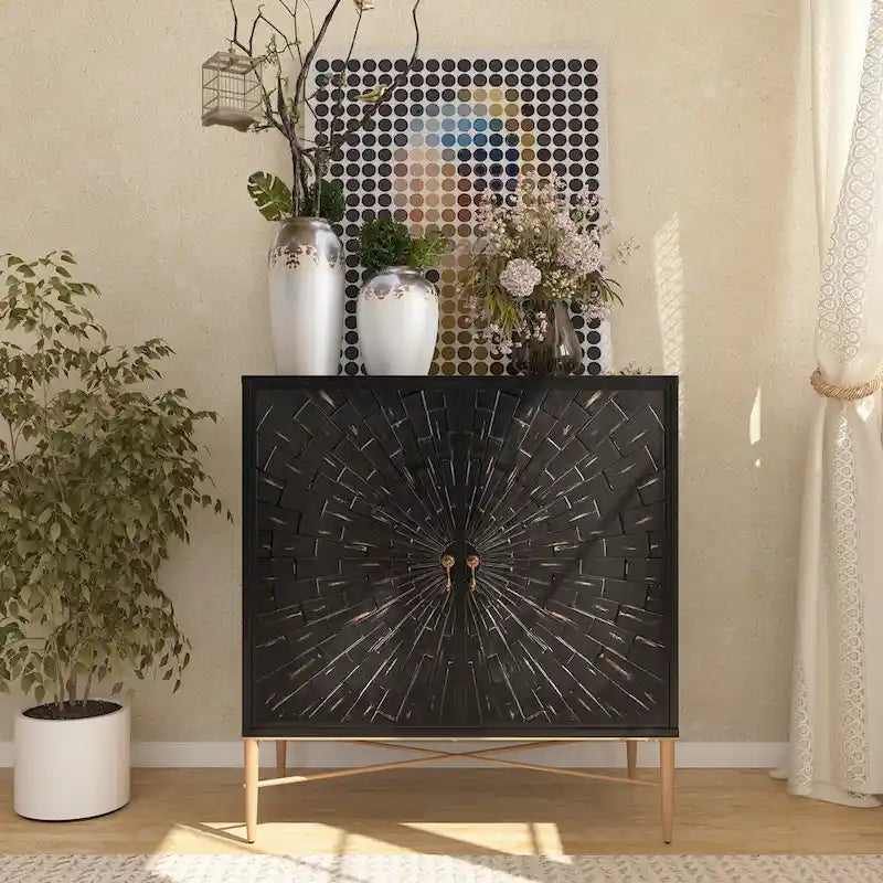 Buffet 2 portes en bois vintage avec rangement
