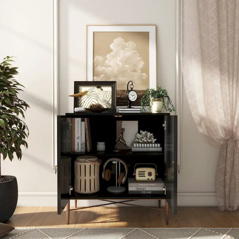 Buffet 2 portes en bois vintage avec rangement