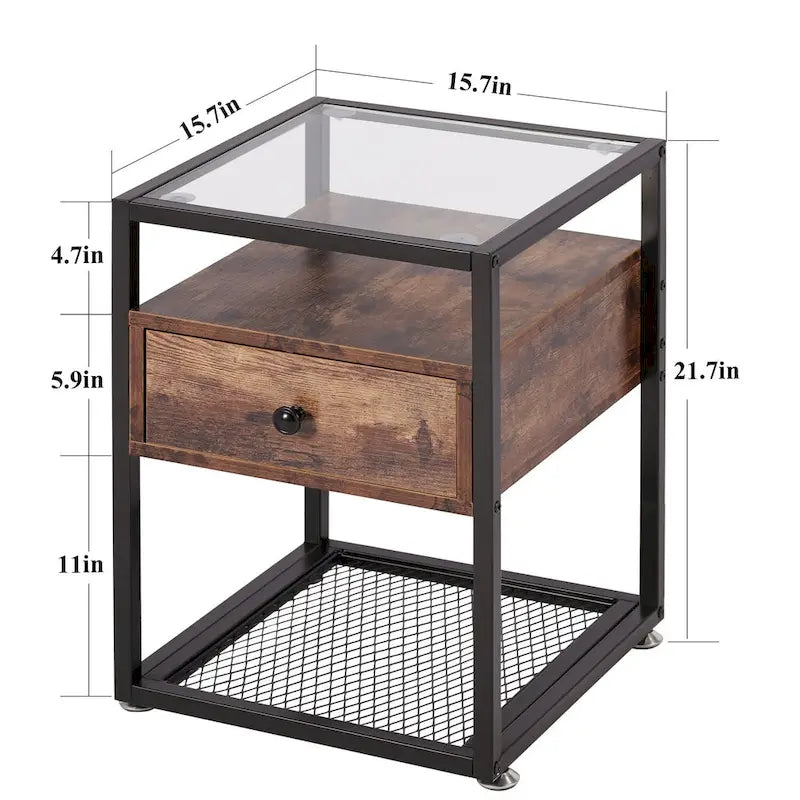 Ensemble de 3 tables basses modernes avec étagères de rangement, coloris marron/noir