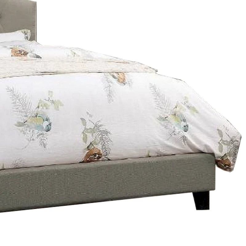 Lit King Size Rembourré, Tête de Lit Capitonnée Réglable, Tissu Gris