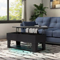 Table basse moderne à plateau relevable de 39 pouces avec lumière LED 16 couleurs et rangement caché