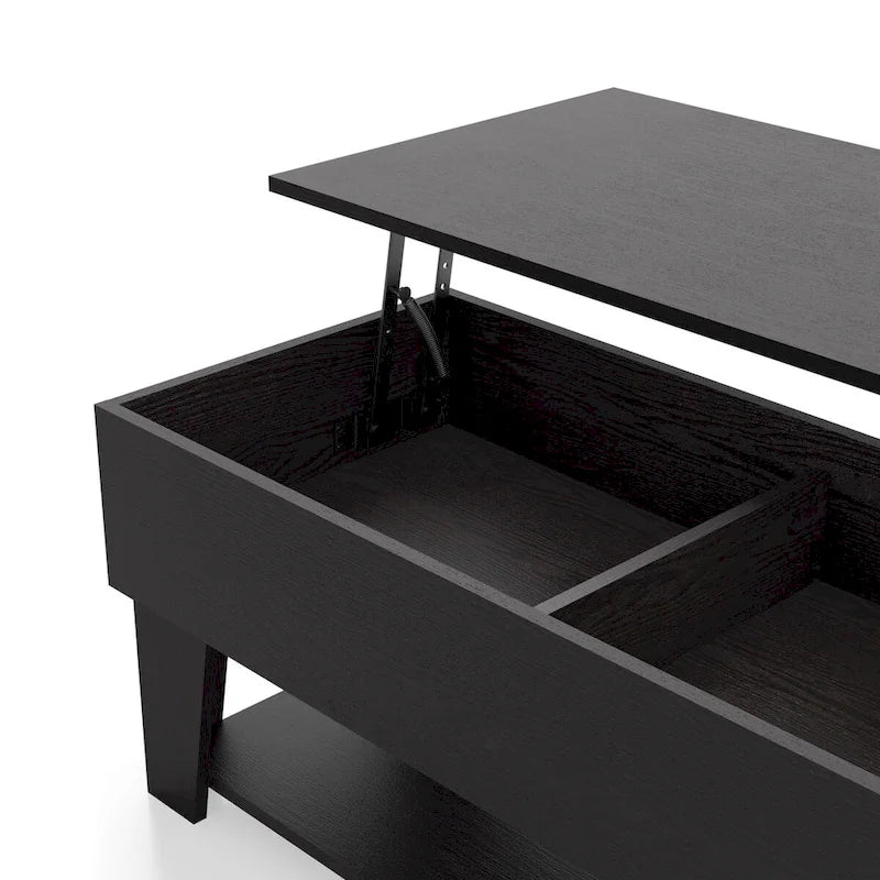 Table basse moderne à plateau relevable de 39 pouces avec lumière LED 16 couleurs et rangement caché
