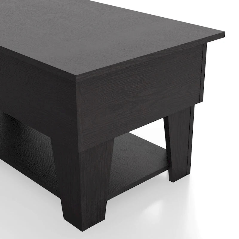 Table basse moderne à plateau relevable de 39 pouces avec lumière LED 16 couleurs et rangement caché