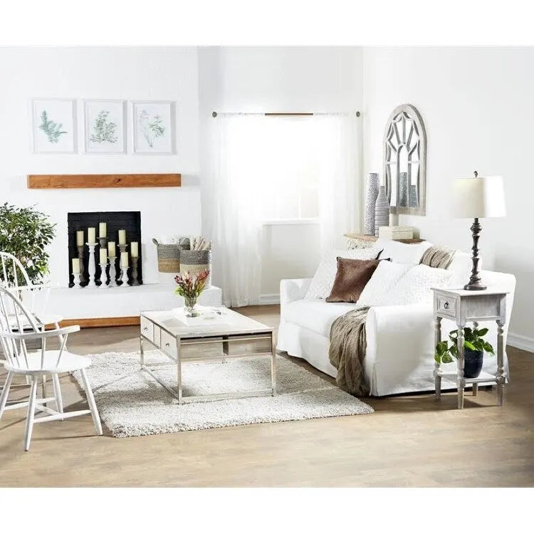 Table d'appoint rustique en bois massif style ferme moderne