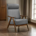 Mary 32 Inch Accent Chair Armchair, Light Gray Polyester Linen, Solid Wood