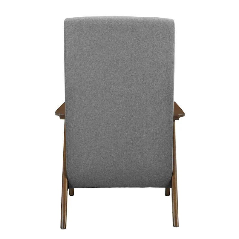 Fauteuil d'appoint de 32 pouces, Lin polyester gris clair, Bois massif