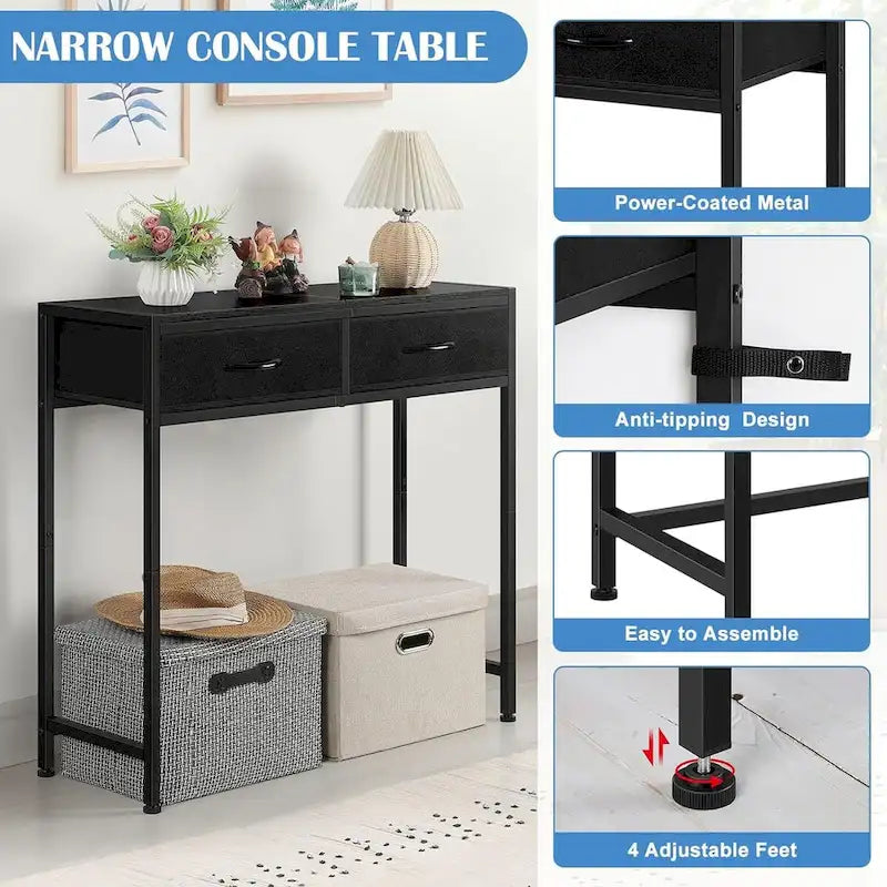 33.5 Table console étroite moderne avec tiroirs
