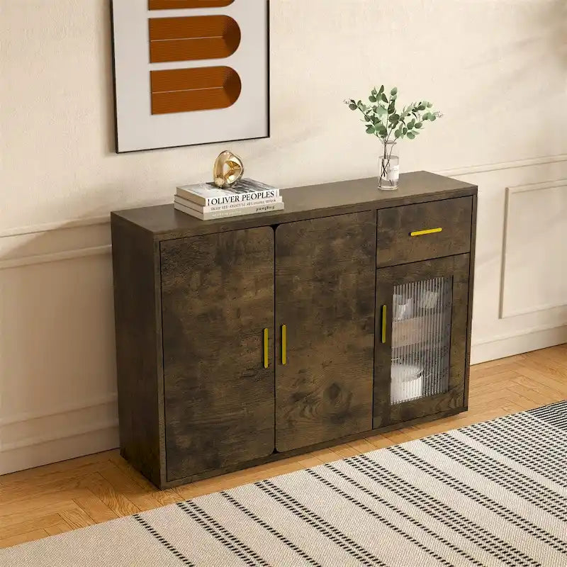 Buffet en bois moderne avec portes et tiroirs