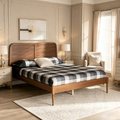 Lit plateforme classique et traditionnel en bois - Noyer marron